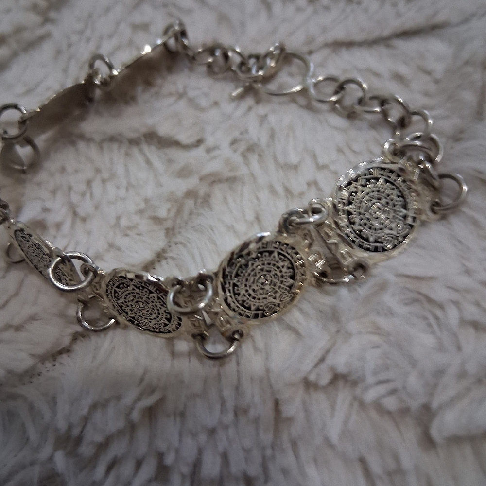 Elegant Silver Coin Bracelet 925